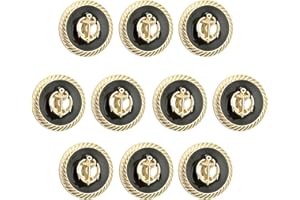 ftiemlovde 10 Eleganti Bottoni Oro Dorati per Giacca Donna in Metallo,Bottoni Grandi per Cappotto Uomo da Cucire, Bottoni Decorativi Vintage Neri Eleganti Camicia Stringi Pantaloni（I10 23mm）