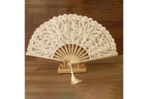 MOVKZACV Abanicos plegables, abanico de mano hueco de encaje para actuaciones, bodas, bailes, decoraciones, festivales, regalos, fiestas, fotografías