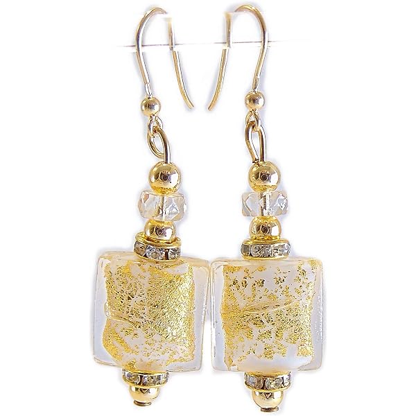 VENEZIA CLASSICA - Collana da Donna lunga con perle in Vetro di Murano Originale, Collezione Ginger, multicolor con foglia in argento e oro 24kt, Made in Italy certificato