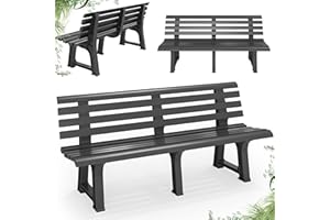CASARIA® Orchidea Garden Bench | 3 Seater | Durable Plastic Outdoor Furniture | Perfect for Garden Patio Deck or Balcony | Weather-Resistant | 145 cm | Anthracite