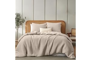 ‎DREAMZIE Dreamzie Musselin Bettwäsche 220x240 cm aus 100% Baumwolle – Bettwäsche Set mit 1 Bettbezug und 2 Kissenbezügen 80x80 cm – Oeko-Tex Bettwäsche mit Reißverschluss – Taupe