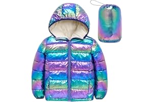 Kids4ever Girls' Coats Girls Winter Jacket Padded Coat Hooded Quilted Jacket Kids Warm Shining Snowsuit Windproof Outerwear 4-12 Years