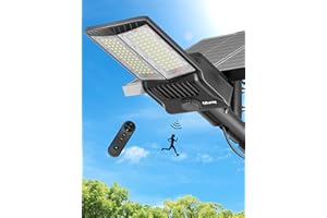 Ofuray Of-10600W Lampione Solare Led Esterno, 750000LM Lampioni Stradale Solari, 6500k Faro Solare da Esterno con Sensore di Movimento, Impermeabile IP67 Lampada con Telecomando per Strade, Garage