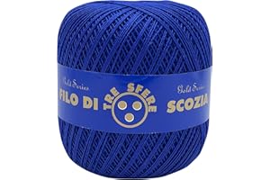 filati italiani Cotone Filo di Scozia 100g Titolo 5-8 - 12-16 (Bluette - 44, 8)
