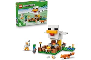 LEGO Minecraft Chicken Farm - Girls Boys and Kids 7 Years Old Game Building Toy - Minecraft Animal Figures Pretend Play Building Set - Birthday Game Themed Gift - 21585