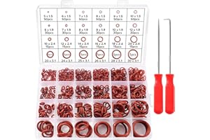 Lyeteung 600 Sztuk 24 Rozmiarów Zestaw Uszczelek O-Ring, Zestaw Asortymentu Uszczelek O-Ring z Silikon z Haków i Wytrychów, do Automatycznej Szybkiej Naprawy, Czerwony