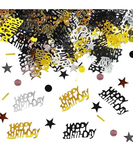 300 Coriandoli Argento Lucido Happy Birthday - Misti A Pois E Scritta - Per Decorazioni Festa Compleanno, Anniversario, Tema Discoteca