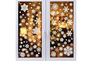 Nepfaivy Vetrofanie di Natalizie per Finestre 296PCS - Adesivi Natalizi di Fiocchi di Neve, Stickers di Vetro Natalizi Rimovibili e Riutilizzabili per Decorazioni Natalizie per la Casa