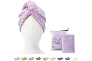 ENETIX Asciugamani per Capelli a Turbante, Aciugamani in Microfibra Cappuccio, 25 × 70 cm Cappuccio per Capelli Secchi Super Assorbente, Asciugatura Rapida per Capelli Bagnati, Lavanda