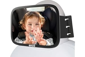 Onco Baby Car Mirror for Fixed Headrests - 100% Shatterproof & Shakeproof, Tesla-Compatible Car Mirror Baby Rear View, Non-Slip with 360° Rotation