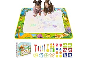 EISARO Alfombra Pintar Agua 110x70 cm - Juguetes Niños 2 a 6 Años - Agua Pizarra Mágica con Libro de Dibujo & 4 Bolígrafos - Juegos Educativos para Niños Niñas Navidad Regalos (Tema Dinosaurio)