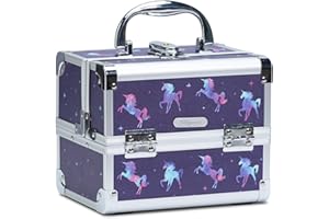 KETALIRIA Schminkkoffer für Mädchen Kosmetikkoffer mit Spiegel Make up Koffer Leer Beauty Case Make up Case Make up Organizer Koffer Kosmetik Aufbewahrung, Einhorn