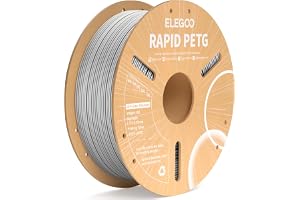 ELEGOO Rapido PETG Filament 3D-skrivare 1,75mm 1kg Grå | hög hastighet 30-600 mm/s, dimensionell noggrannhet +/- 0,02 mm, läm