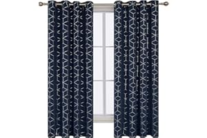‎DECONOVO Deconovo Blickdichter Vorhang mit Ösen Wärmeisolierend Ösenvorhänge für Raum Verdunkeln Licht Blockieren Dekoschals, 138x140 cm(HöhexBreite), Dunkelblau, 2er Set