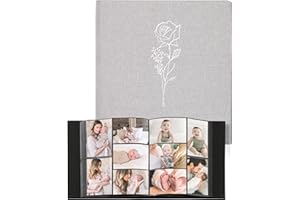 Yuforr Photo Album 6x4 Slip in, 1000 Pockets Photos, Linen Photo Albums for Family Wedding Anniversary, Album Book Holds Landscape and Portrait 10x15cm Pictures-Gray