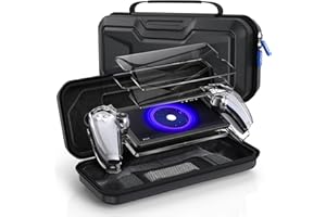 Klipdasse Kit d'accessoires pour Playstation Portal avec étui de Transport, [Lot de 2] Protecteur d'écran HD trempé et Coque Rigide en Polycarbonate Transparent, Compatible avec PS Portal Accessoires