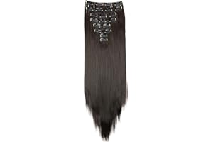 CAISHA by PRETTYSHOP XXL 50cm 8 Parti Set Clip In Extension Extension Per Capelli Lisci Marrone Cioccolato CES103