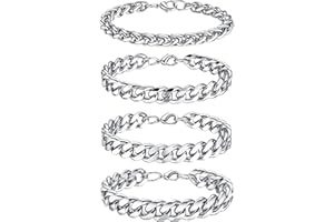 Chriscoco Bracciale Uomo A Catena in Acciaio Inossidabile Bracciale Cubano Bracciale Argento Uomo Braccialetto da Uomo