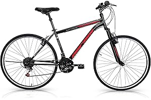 GERONI TRX 50 Bicicletta da città City Bike bici 28'' pollici CTB Uomo Nera Sport Trekking cambio 21V Velocità