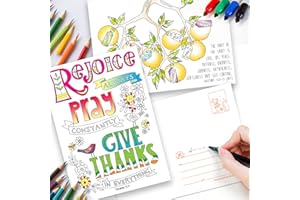 JUST CARDS DIRECT CARDS & GIFTS Christian Colouring Postcards, Images of Joy, Pack of 10 Different Designs, with Coloured Bible Verse on Reverse. Makes a Great Christian Gift for Adults or Children, by Just Cards Direct.