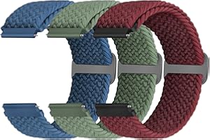 Yunshare Braided Solo Loop Elastic Strap 18mm 19mm 20mm 22mm 24mm Quick Release Watch Band Nylon Watch Bands Stretchy Replacement Strap for Women Men, 3 PCS