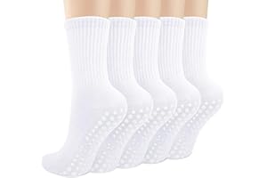 TIALFAS 5 Paires Chaussettes Antidérapantes Femme Coton Pilates Yoga Chaussette Antidérapante Foot pour Ballet Danse Barre Sport Trampoline Fitness Gymnase Entraînement Physique Hôpital