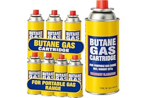 UR CHOICE Premium Gas Canister Butane Pack of 8, Portable Refill Bottles for Camping Stove, Heater, Blowtorch & BBQ | Universal Gas Cartridge for Cookers, Burners & Weed Wands