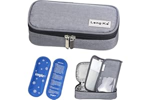 YOUSHARES Insuline Trousse - Sac de Voyage Isotherme pour Médicaments pour Stylo à Insuline Diabétique et Stockage de Flacons avec 2 Poches de Gel (Gris)