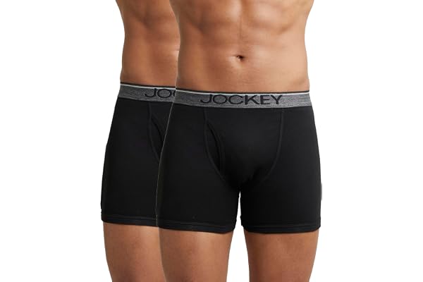 Jockey 8009 Men's Super Combed Cotton Rib Solid Boxer Brief with Ultrasoft Waistband (Pack of 2)