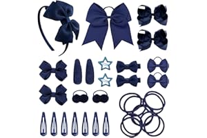 SKHAOVS 33 piezas Azul Gomas Pelo Niña Ganchos para el pelo para bebés y niñas mini lazo Elástica Mini Bandas de Pelo Lazos de Pelo bandas para el pelo para niñas y niños pequeños (Azul)