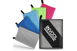 INVOOL Toalla de Fibra Superfina, 5 Colores (Gris) con Bolsa de Transporte - Ideal para Viajes, Camping, Gimnasio, Playa, Vacaciones, Toalla de Secado Rápido (90x180)