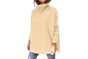 Hormtaer Pullover Damen Winter Rollkragenpullover Warm Oversized Strickpullover Rollkragen Stricken Pulli Grobstrickpullover Casual Lose Langarm Oberteile