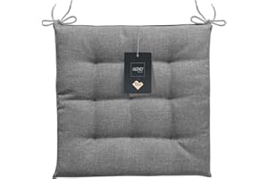 ‎LILENO HOME LILENO HOME 2er Set Stuhlkissen Grau (40x40x4,5 cm) - Sitzkissen für Gartenstuhl, Küche oder Esszimmerstuhl - UV-beständige indoor u. outdoor Stuhlauflage als Stuhl Kissen (Laura OLF)