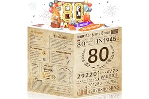 AWRMOO 80th Birthday Cards Funny 3D Pop Up gifts with Envelope for Women Men Anniversary Party Decorations Born In 1945 Poster Vintage 80 Year Old Greeting Card for Grandma Grandad Mum Dad Husband Wife Her