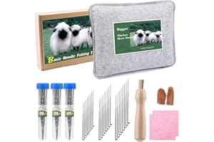 Deudy Nadelfilzpad 7,87 "* 9,84" Festes Wollfilzpad Nadelfilzmatte Filzzubehör für Präzisionsfilzprojekte, Wollfilzset mit Filznadeln in 3 Größen und 1 Holzgriff 2 Nadelfilz-Fingerschutz