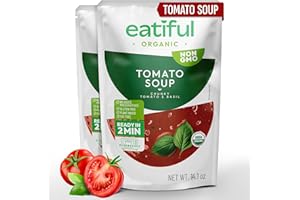 EATIFUL Sopa de Tomate Orgánica, Lista para Comer, Vegana y a Base de Plantas, Sopa Cremosa de Tomates, Sin Conservantes Añadidos, Sin Gluten, NO GMO, 400g (Paquete de 2)
