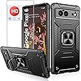 Jshru Designed for Pixel 6 Case with Screen Protector,Military-Grade Drop Protection,Protective Case for Women & Men,with Ring Kickstand,Shockproof Bumper Case for Google Pixel 6,Black
