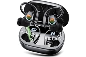 POOUNUR Cuffie Bluetooth Sport, Auricolari Bluetooth 5.3 Senza Fili con 4 Mic, 50 Ore Stereo Wireless Cuffie , IP7 Impermeabili Cuffiette Bluetooth, 2024 Auricolare Bluetooth con USB-C Ricarica Rapida, Nero