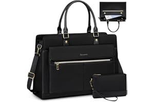RAINSMORE Borsa Università Donna Borsa Lavoro in Pelle PU Grande Borsa Porta PC 15.6 Pollici Impermeabile a Spalla Tracolla Nero