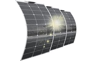 Aysolar 300W 12V Placa Solar Flexible 3x100W Monocristalino Placas Solares para Baterías, Caravanas Camping, Barcos, RV, Furgoneta y otras Superficies Irregulares