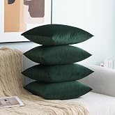 MIULEE Velvet Cushion Cover, 4 Pieces, Cushion Cover Sofa with Invisible Zip, Modern, Decorative for Chair, Bed, Living Room,