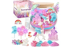 CS COSDDI Kit terrarium licorne pour enfants, veilleuse LED et télécommande, cadeaux d'anniversaire licorne, jouet pour filles âgées de 5, 6, 7, 8, 9, 10, 11 et 12 ans