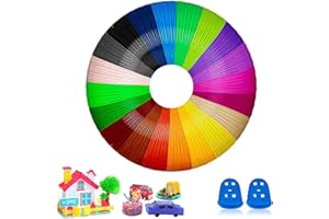TWIRUSH Filamenti per penna 3D PCL, 20 colori 3D Pen Filamento PCL per penna a bassa temperatura 1,75 mm con 10 cuscinetti tridimensionali e dita, penna 3D da 100 m, per Dikale, Creative Kids, MYNT3D, penna