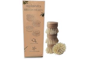 eplanita Têtes de Brosse de Rechange pour Brosse à Vaisselle en Bambou, recharges de Poils de sisal, Fibres de Cactus d'agave, Brosse écologique de Cuisine, Vaisselle sans Plastique, Nettoyage zéro