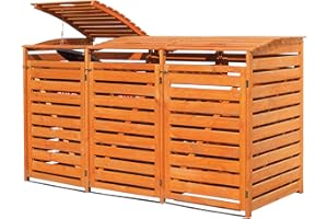 ‎PROMADINO Promadino Mülltonnenbox Vario III für 3 Tonnen, braun