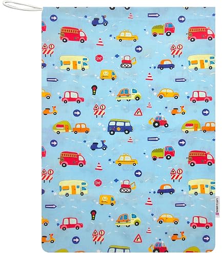 Sac Pochon 100% Coton Pour Crèche - 46x60 Cm, Fermeture Cordon - Fabriqué En Italie - Motif Lapins - 2