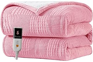Texciting Electric Blanket Heated Throw 130X160cm-Heated Blanket With 9 Heat Settings-10 Hours Auto off CE Certified Machine Washable (Pink)