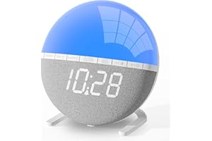 AFEXOA Réveil avec Simulation du Lever du Soleil pour Enfants, Adultes, Gros Dormeurs, Chambre à Coucher, Lampe de Réveil avec Snooze, 7 Sonneries, Aide-Sommeil, Veilleuse 9 Couleurs