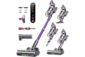 ‎INTETURE INTETURE Battery Vacuum Cleaner, 50 KPa/600 W/65 Min Wireless Vacuum Cleaner with Wall-Mountable Charging Station, Green Light Automatic Mode and Touch Screen, Anti-Tangle Brush, Wireless Vacuum