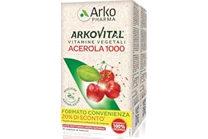 Arkopharma Arkovital Acerola 1000 - Integratore Alimentare con Vitamina C - 100% Origine Vegetale - 2 Confezioni da 30 Compresse - Per tutta la Famiglia
